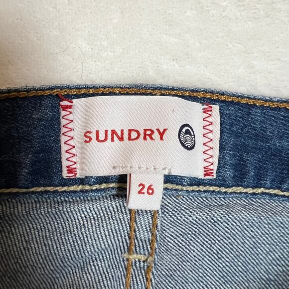 Sundry Mid Rise LO/VE Exposed Pocket Denim Shorts Size 26 Festival Vacation - Picture 4 of 13